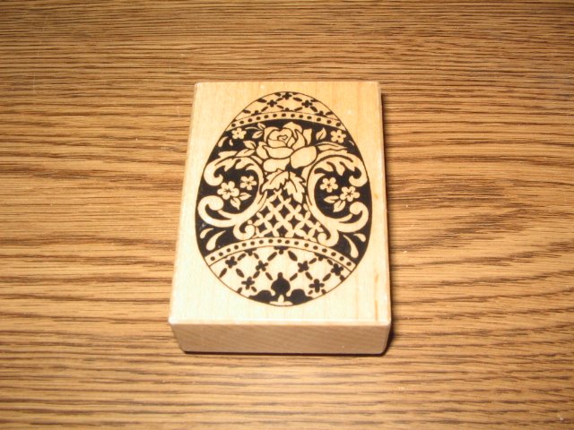 PSX Rose Easter Egg Wood Mounted Rubber Stamp F-1203 Retired Collectible