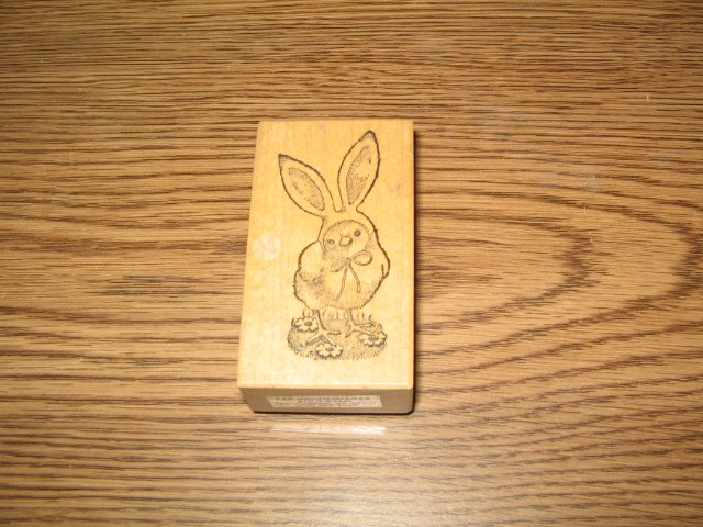 PSX Easter Bunny Chick Wood Mounted Rubber Stamp D-1058 Retired Collectible