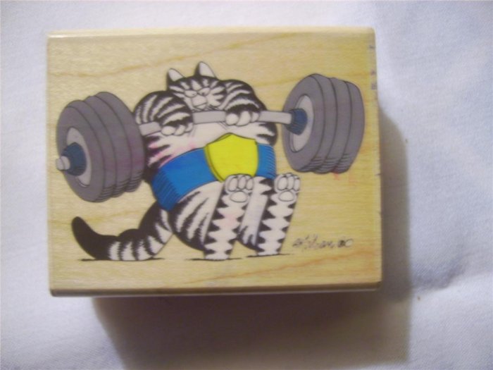 Kliban Cat It Ain't Heavy Wood Mounted Rubber Stamp by Rubber Stampede