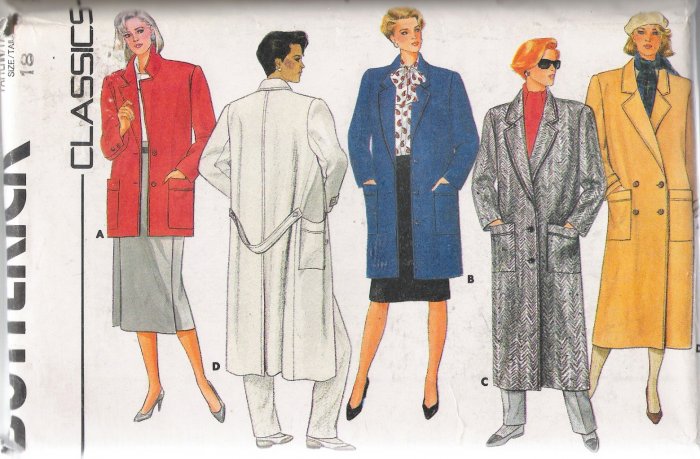 Misses' Loose-Fitting Coat Sewing Pattern Size 18 Butterick 3422 UNCUT