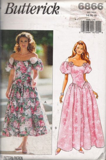 Misses' Evening Length Dress Sewing Pattern Size 14-18 Butterick 6866 UNCUT
