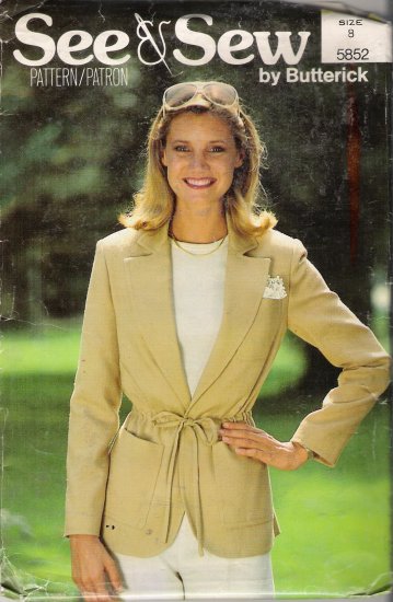 Misses' Semi-Fitted Jacket Sewing Pattern Size 8 Butterick 5852 UNCUT