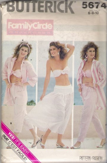 Misses' Shirt Bra Pants Skirt Sewing Pattern Size 6-10 Butterick 5674 UNCUT