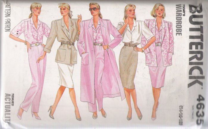 Misses' Coat Jacket Skirt Pants Shirt Sewing Pattern Size 14-18 Butterick 4635 UNCUT