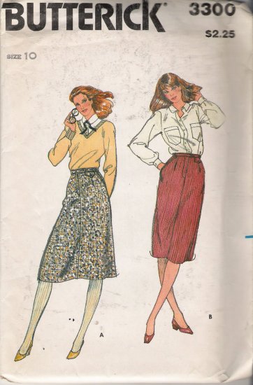 Vintage Sewing Pattern Misses' Straight & A-Line Skirts Size 10 Butterick 3300 UNCUT