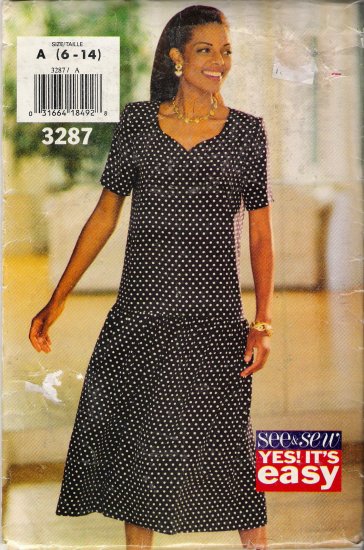 Misses' Pullover Dress Sewing Pattern Size 6-14 Butterick 3287 UNCUT
