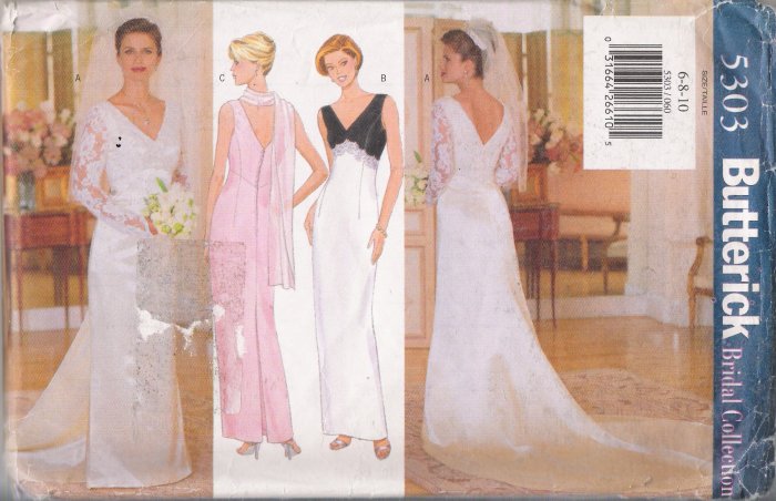 Misses' Evening Floor Length Dress Bridal Collection Sewing Pattern Size 6-10 Butterick 5303 UNCUT