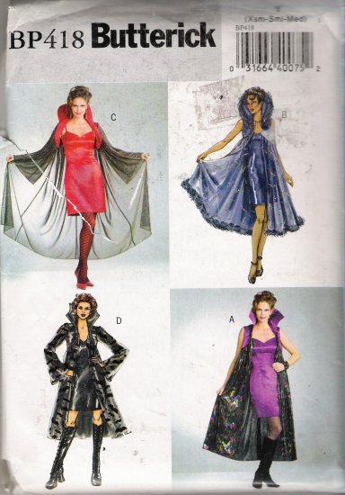 Misses' Halloween Costumes Sewing Pattern Size XS-M Butterick 418 UNCUT