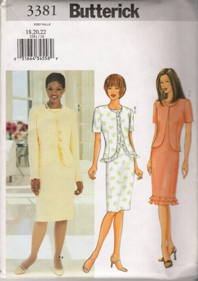 Misses' Fitted Jacket & Dress Sewing Pattern Size 18-22 Butterick 3381 UNCUT