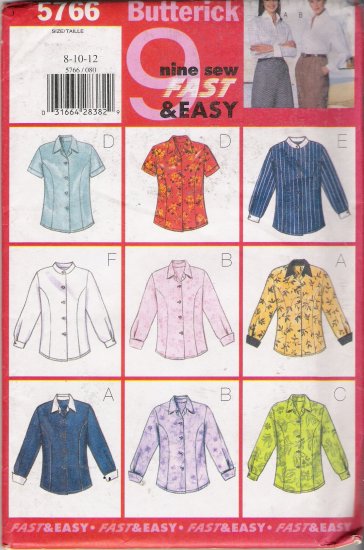 Misses' Blouse Sewing Pattern Size 8-12 Butterick 5766 UNCUT