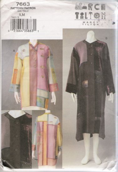 Misses' Marcy Tilton Jacket Coat Sewing Pattern Size S-M Vogue 7663 UNCUT