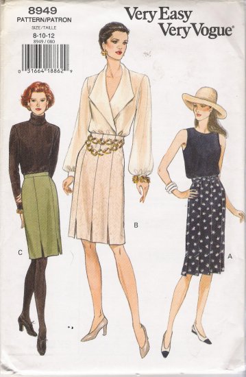 Misses' Semi-Fitted Straight Skirt Sewing Pattern Size 8-12 Vogue 8949 UNCUT