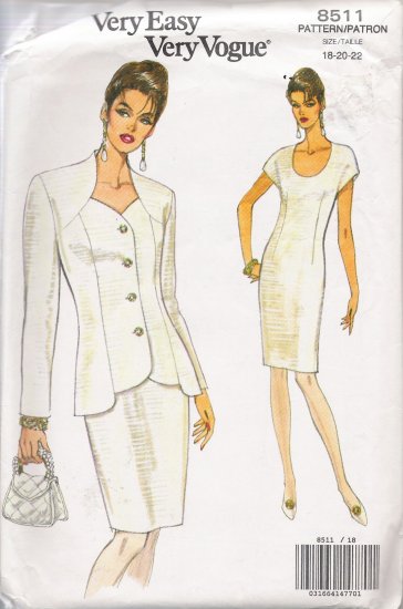 Misses' Jacket & Dress Sewing Pattern Size 18-22 Vogue 8511 UNCUT
