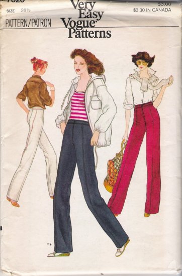 Vintage Sewing Pattern Misses' Narrow Pants Size 26 1/2 Vogue 7020 UNCUT