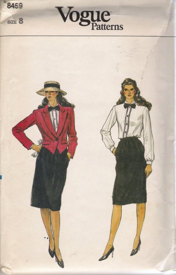 Vintage Sewing Pattern Misses' Jacket Skirt Blouse Size 8 Vogue 8459 UNCUT