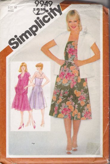 Vintage Sewing Pattern Misses' Fitted Sundress Unlined Jacket Size 14 Simplicity 9949 UNCUT