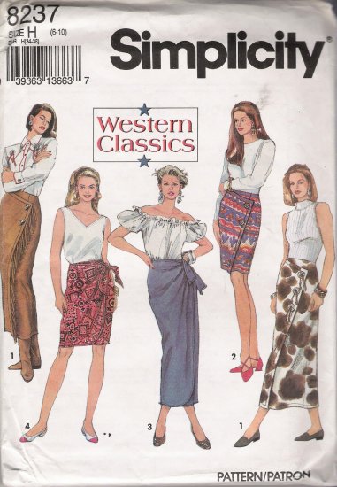 Misses' Set Of Mock-Wrap Skirts Sewing Pattern Size 6-10 Simplicity 8237 UNCUT