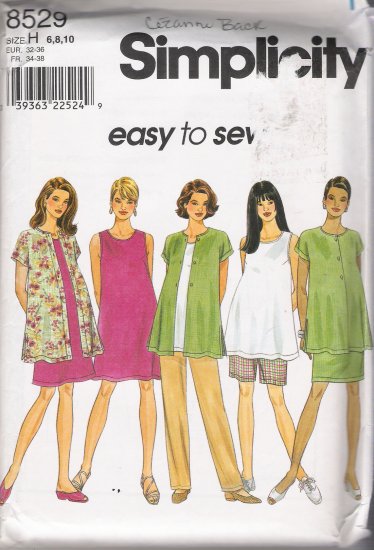 Maternity Shorts Dress Top Shirt Skirt Pants Shorts Sewing Pattern Size 6-10 Simplicity 8529 UNCUT