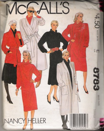 Misses' Coat Jacket Belt Dress Tunic Skirt Sewing Pattern Size S McCall's 8783 UNCUT