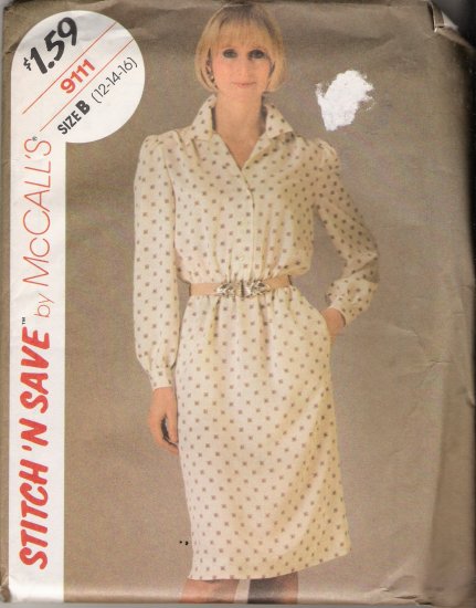 Misses' Dress & Tie Sewing Pattern Size 12-16 McCall's 9111 UNCUT