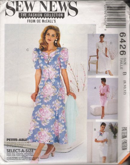 Misses' Jackets & Skirts Sewing Pattern Size 8-12 McCall's 6426 UNCUT