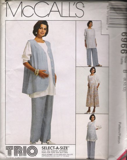 Maternity Jumper Top Vest Pants Sewing Pattern Size 8-12 McCall's 6966 UNCUT