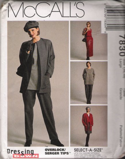 Misses' Jacket Tunic Tank Top Pants Skirt Sewing Pattern Size 16-18 McCall's 7830 UNCUT