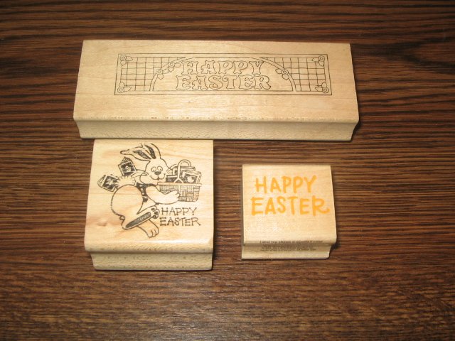 Easter Wood Mounted Rubber Stamps Lot Of 3