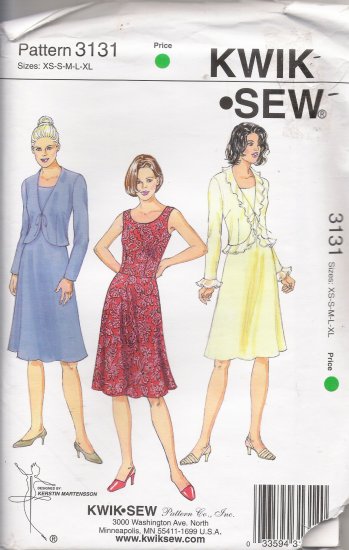 Misses' Dress & Jacket Sewing Pattern Size XS-XL Kwik Sew 3131 UNCUT