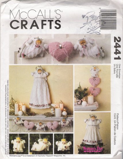 Angel Tree Topper, Wall Decorations, Ornaments, Garland Sewing Pattern McCall's 2441 UNCUT