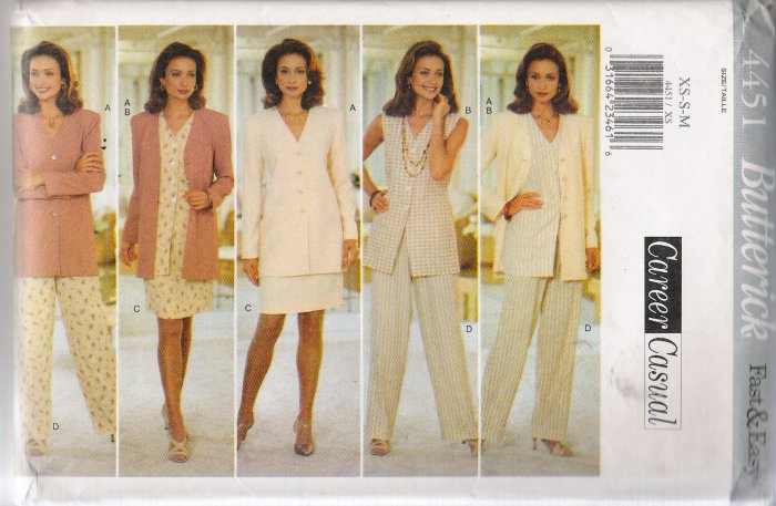 Misses' Top, Skirt & Pants Sewing Pattern Size XS-M Butterick 4451 UNCUT