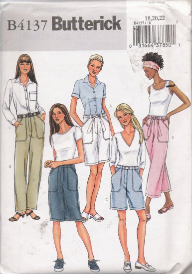 Misses' Skirt, Shorts, Pants, Belt Sewing Pattern Size 18-22 Butterick 4137 UNCUT