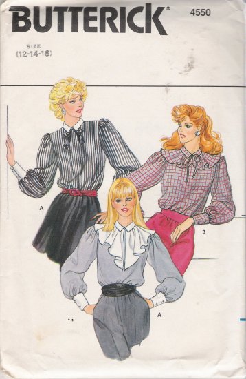 Vintage Sewing Pattern Misses' Blouse & Collars Size 12-16 Butterick 4550 UNCUT