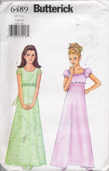 Girls' Dress Sewing Pattern Size 7-10 Butterick 6489 UNCUT