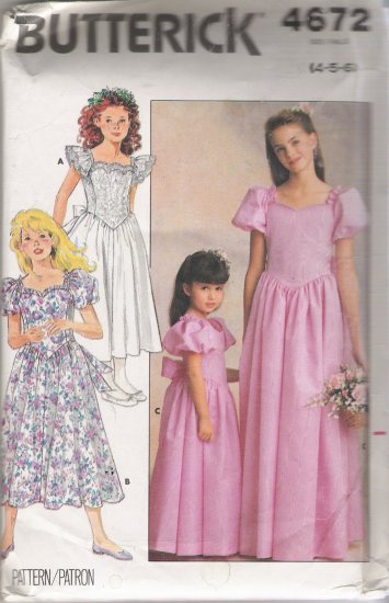 Children's / Girls' Dress Sewing Pattern Size 4-6 Butterick 4672 UNCUT