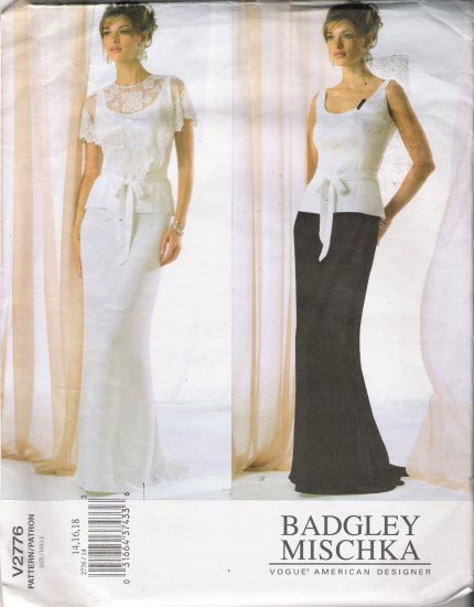 Misses' Capelet Top Belt Skirt Sewing Pattern Size 14-18 Vogue 2776 UNCUT