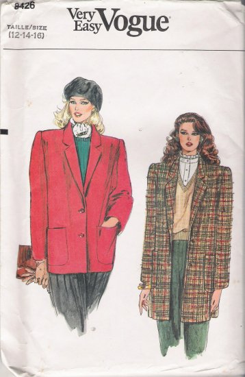 Vintage Sewing Pattern Misses' Jacket Size 12-16 Vogue 8426 UNCUT