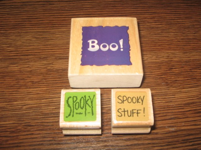 Halloween Wood Mounted Rubber Stamps Lot Of 3