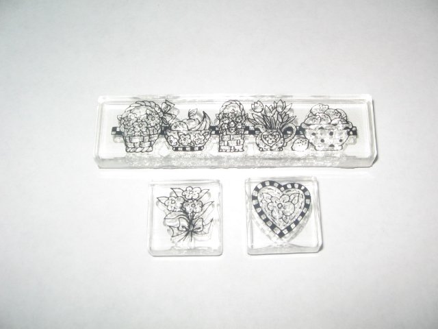 Acrylic Mounted Rubber Stamps Lot Of 3