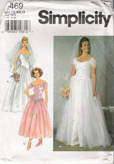 Misses' Wedding Bridal Dress Sewing Pattern Size 6-10 Simplicity 7469 UNCUT