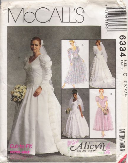 Misses' Bridal Gowns & Bridesmaids' Dresses Sewing Pattern Size 10-14 McCall's 6334 UNCUT