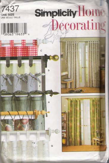 Tab Curtains Sewing Pattern Simplicity 7437 UNCUT
