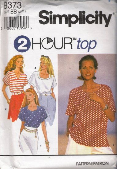 Misses' Top Sewing Pattern Size LG-XL Simplicity 8373 UNCUT