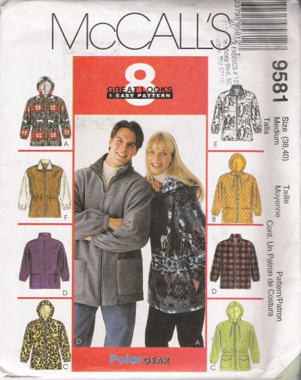 Misses' & Men's Unisex Jacket Sewing Pattern Size M McCall's 9581 UNCUT