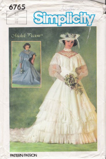 Vintage Sewing Pattern Misses' Brides' Or Bridesmaids' Wedding Dress Size 12 Simplicity 6765 UNCUT