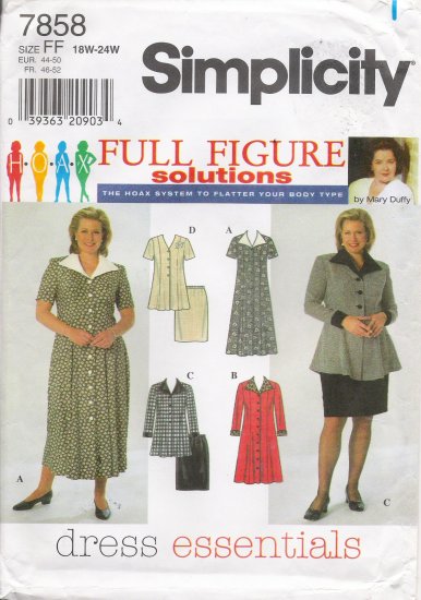 Women's Dress Top Skirt Sewing Pattern Size 18-24 Simplicity 7858 UNCUT
