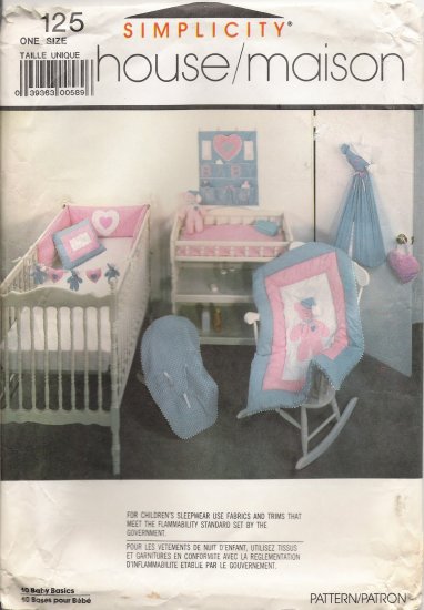 Vintage Sewing Pattern Baby Room Accessories Simplicity 125 UNCUT