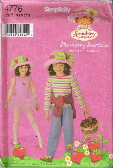 Child's Strawberry Shortcake Costumes Sewing Pattern Size 3-8 Simplicity 4776 UNCUT