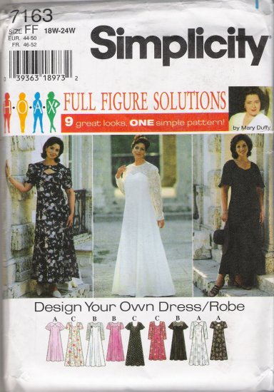 Women's Dress Sewing Pattern Size 18-24 Simplicity 7163 UNCUT