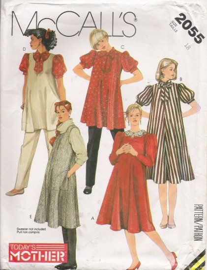 Maternity Dress Blouse Jumper Top Pants Sewing Pattern Size 18 McCall's 2055 UNCUT